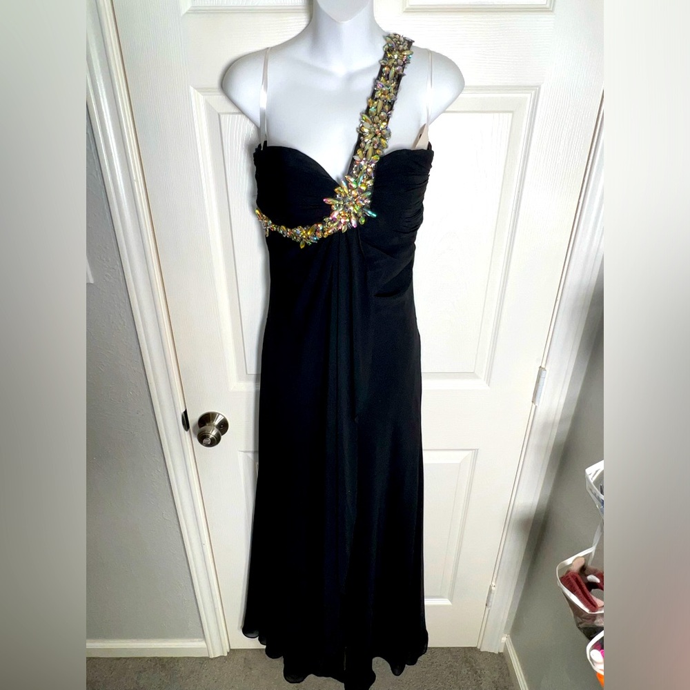 Black beaded 1strap full length dress